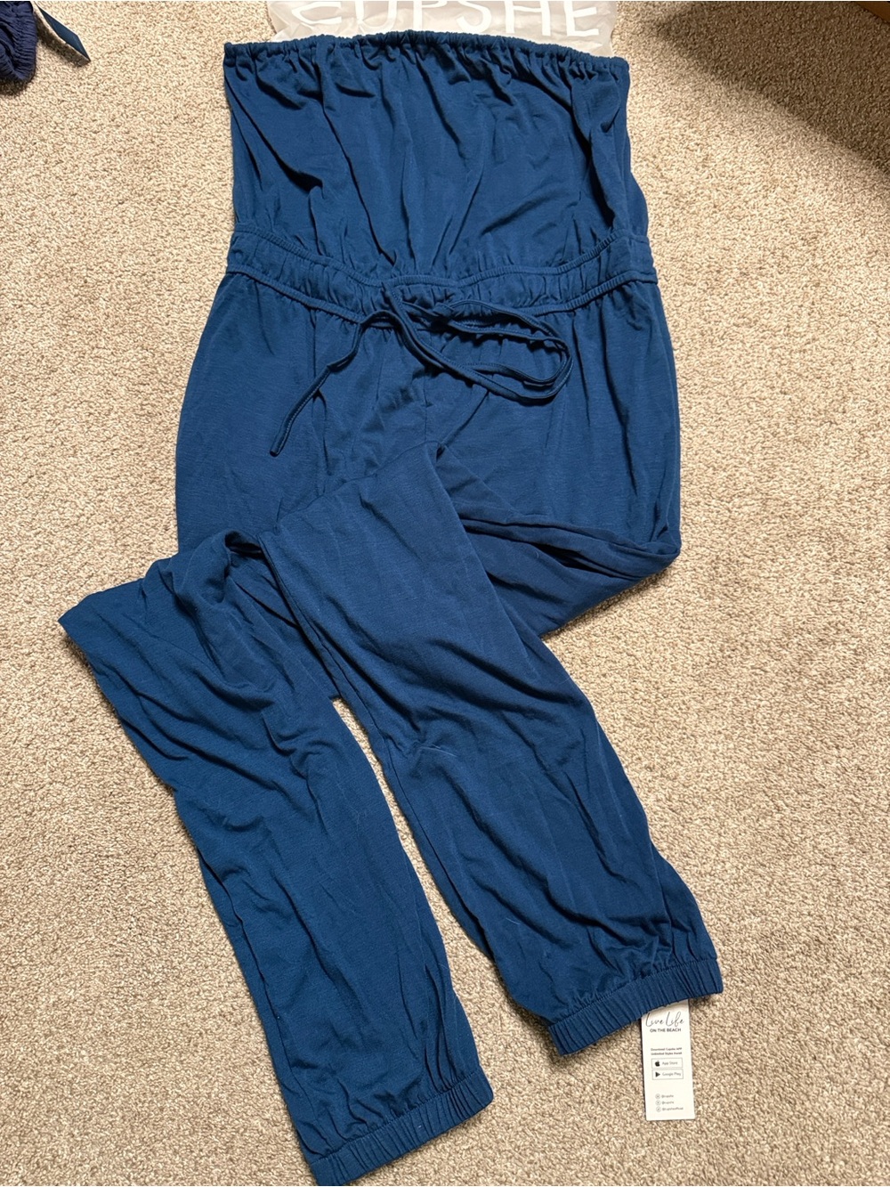 Cupshe Navy Strapless Drawstring Jumpsuit - Picture 4 of 6